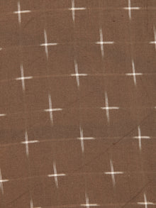 Brown Ivory Pochampally Hand Weaved Double Ikat Fabric Per Meter - F003F2425