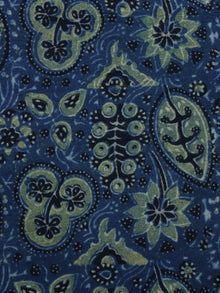 Indigo Green Black Ivory Ajrakh Hand Block Printed Cotton Blouse Fabric - BPA027