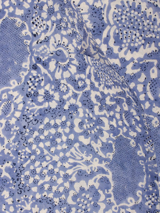 Blue White Hand Block Printed Cotton Fabric Per Meter - F001F2184