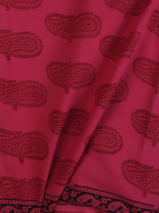 Magenta Pink Red Black Bagh Printed Cotton Fabric Per Meter - F005F2079
