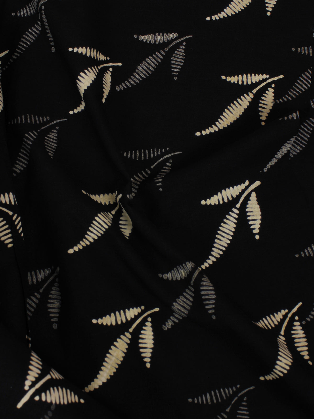 Black White Hand Block Printed Cotton Cambric Fabric Per Meter - F0916167