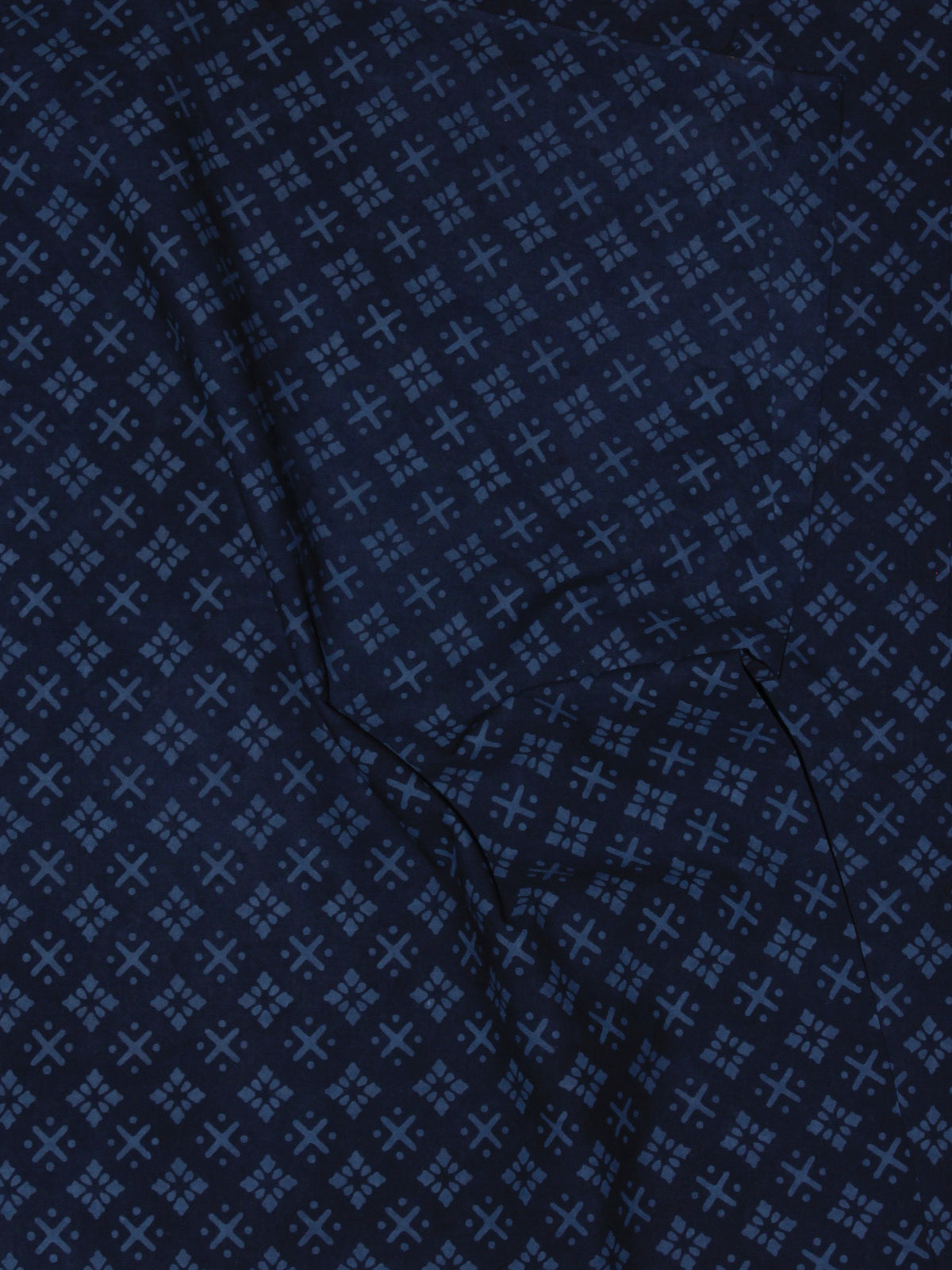 Indigo Blue Block Printed Cotton Fabric Per Meter - F0916698