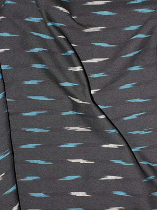 Black Turquoise Blue Ivory Pochampally Hand Weaved Ikat Fabric Per Meter - F0916739