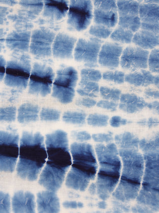 Indigo White Shibori Dyed Cotton Fabric Per Meter - F0916184