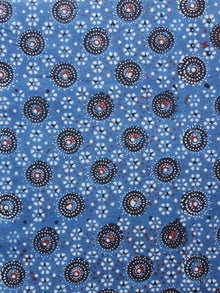 Indigo Black Rust Ivory Ajrakh Hand Block Printed Cotton Fabric Per Meter - F003F1531