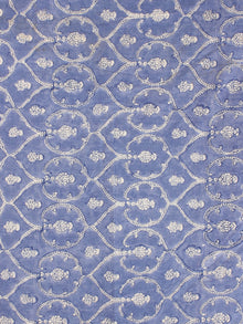 Blue White Hand Block Printed Cotton Fabric Per Meter - F001F2185