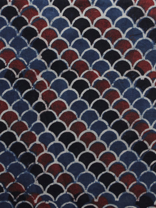 Maroon Black Blue Ajrakh Printed Cotton Fabric Per Meter - F003F1184