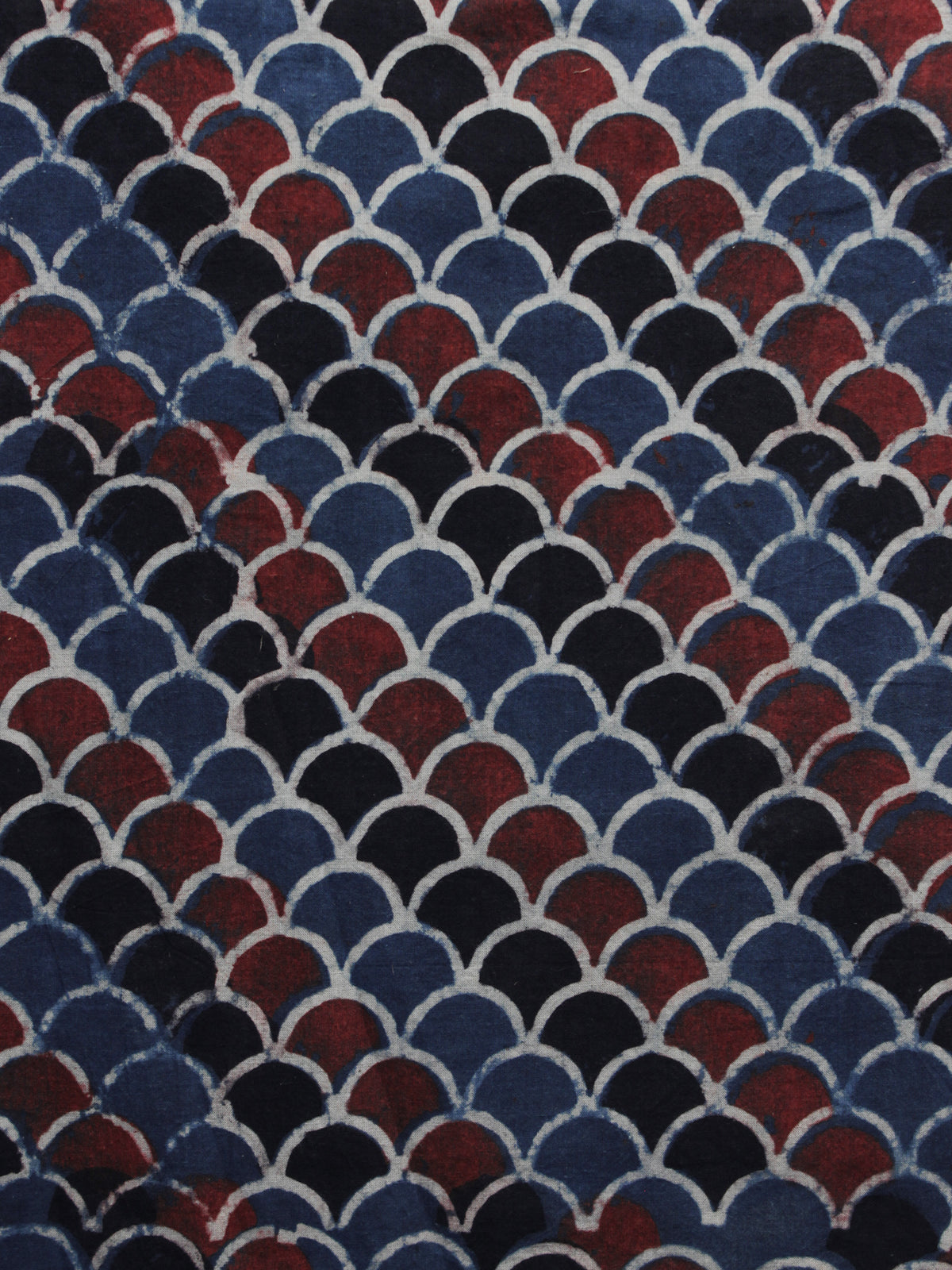 Maroon Black Blue Ajrakh Printed Cotton Fabric Per Meter - F003F1184
