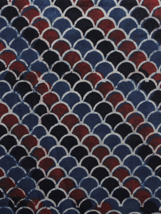 Maroon Black Blue Ajrakh Printed Cotton Fabric Per Meter - F003F1184