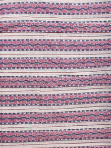 Pink White Grey Hand Block Printed Cotton Fabric Per Meter - F001F2230