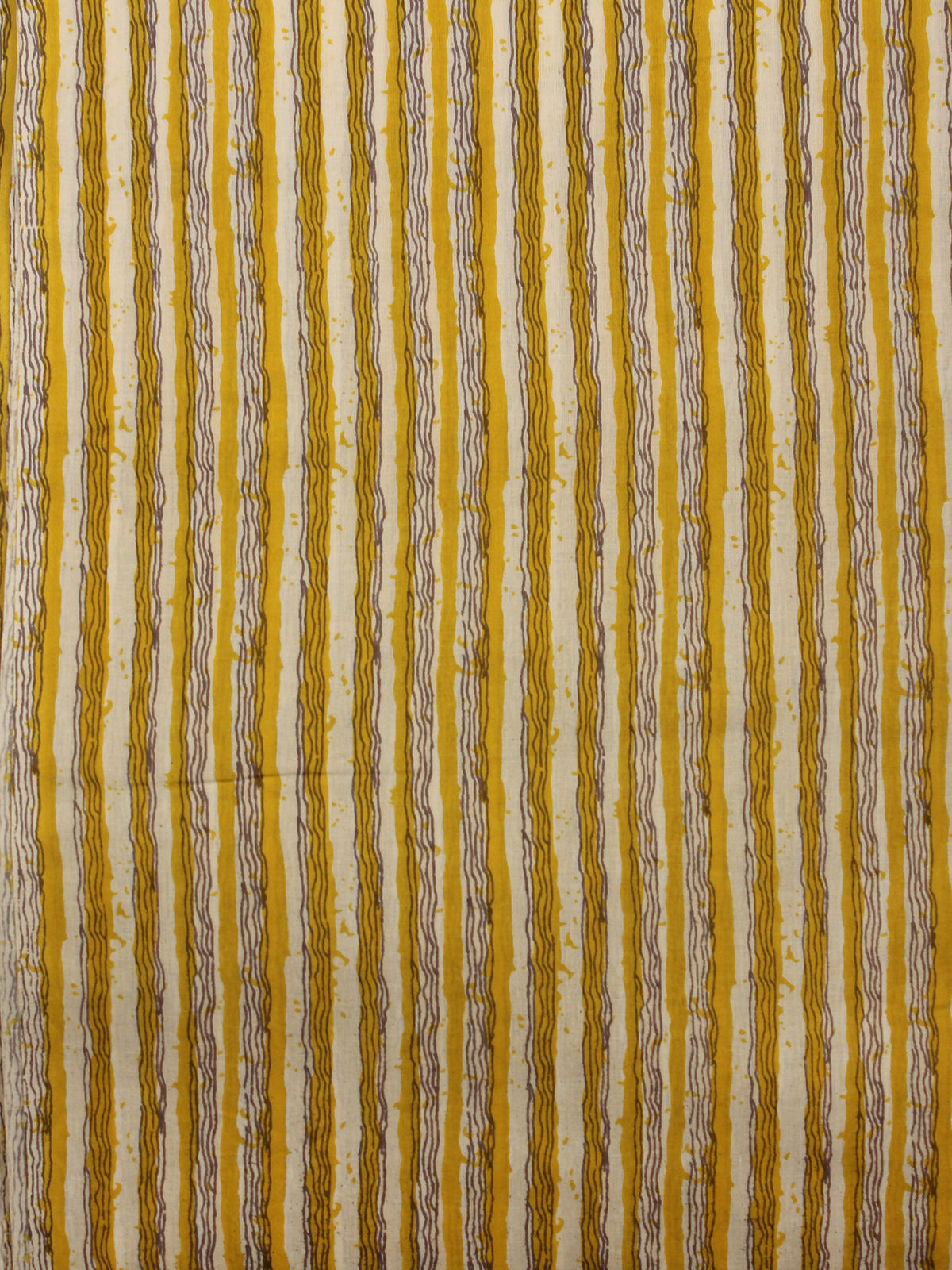 Mustard Ivory Brown Hand Block Printed Cotton Fabric Per Meter - F001F2019