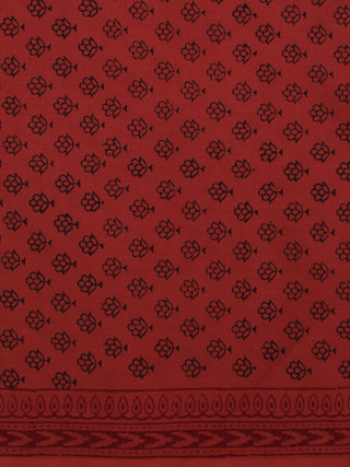 Crimson Red Black Bagh Printed Cotton Fabric Per Meter - F005F2080