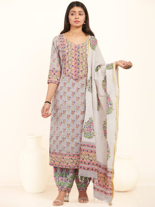 Jashn Lekha Set Of Kurta Salwar Pants Dupatta