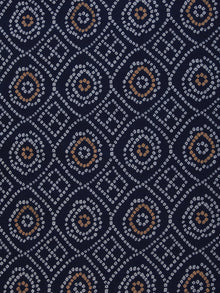 Navy Mustard Bandhani Block Printed Cotton Fabric Per Meter - F001F2374