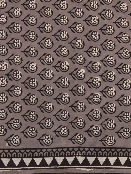 Black Grey OffWhite Hand Block Printed Cotton Fabric Per Meter - F001F2464