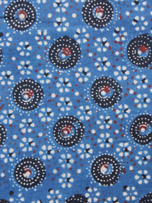 Indigo Black Rust Ivory Ajrakh Hand Block Printed Cotton Fabric Per Meter - F003F1531