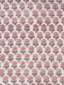 White Pink Grey Hand Block Printed Cotton Fabric Per Meter - F001F2321