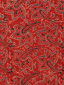 Red Black Grey Ajrakh Block Printed Cotton Fabric Per Meter - F003F1761