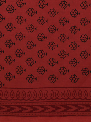 Crimson Red Black Bagh Printed Cotton Fabric Per Meter - F005F2080
