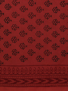 Crimson Red Black Bagh Printed Cotton Fabric Per Meter - F005F2080