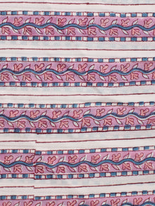 Pink White Grey Hand Block Printed Cotton Fabric Per Meter - F001F2230