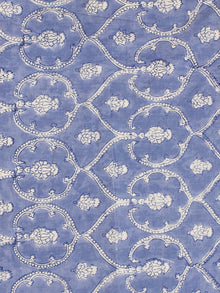 Blue White Hand Block Printed Cotton Fabric Per Meter - F001F2185