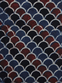 Maroon Black Blue Ajrakh Printed Cotton Fabric Per Meter - F003F1184