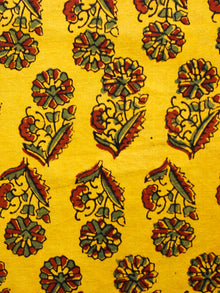 Yellow Red Green Ajrakh Hand Block Printed Cotton Fabric Per Meter - F003F1602