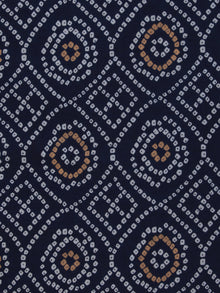 Navy Mustard Bandhani Block Printed Cotton Fabric Per Meter - F001F2374
