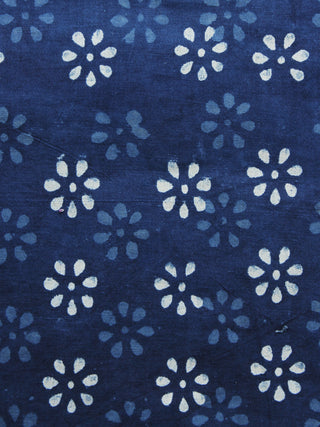 Indigo Blue White Hand Block Printed Cotton Fabric Per Meter - F001F1116