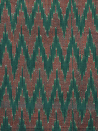 Green Brown Pochampally Hand Weaved Ikat Mercerised Cotton Fabric Per Meter - F002F1045
