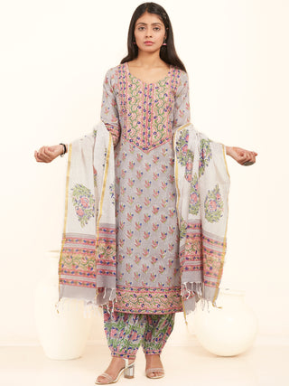 Jashn Lekha Set Of Kurta Salwar Pants Dupatta