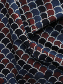 Maroon Black Blue Ajrakh Printed Cotton Fabric Per Meter - F003F1184