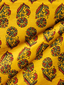 Yellow Red Green Ajrakh Hand Block Printed Cotton Fabric Per Meter - F003F1602