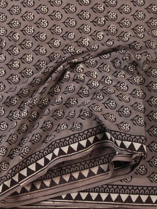 Black Grey OffWhite Hand Block Printed Cotton Fabric Per Meter - F001F2464