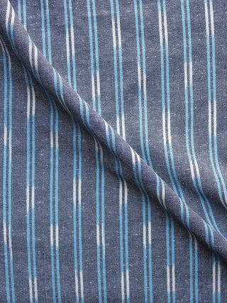 Grey White Light Blue Pochampally Hand Weaved Ikat Fabric Per Meter - F003F1242