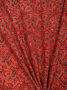 Red Black Grey Ajrakh Block Printed Cotton Fabric Per Meter - F003F1761