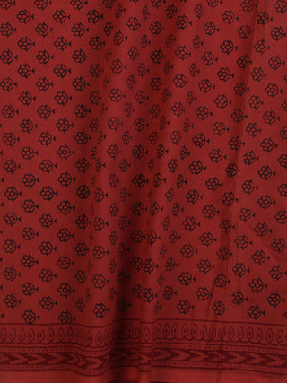 Crimson Red Black Bagh Printed Cotton Fabric Per Meter - F005F2080
