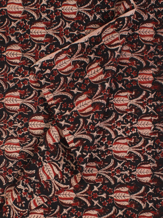 Black Red Ivory Hand Block Printed Cotton Fabric Per Meter - F001F2156