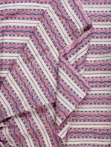 Pink White Grey Hand Block Printed Cotton Fabric Per Meter - F001F2230