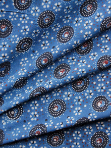 Indigo Black Rust Ivory Ajrakh Hand Block Printed Cotton Fabric Per Meter - F003F1531