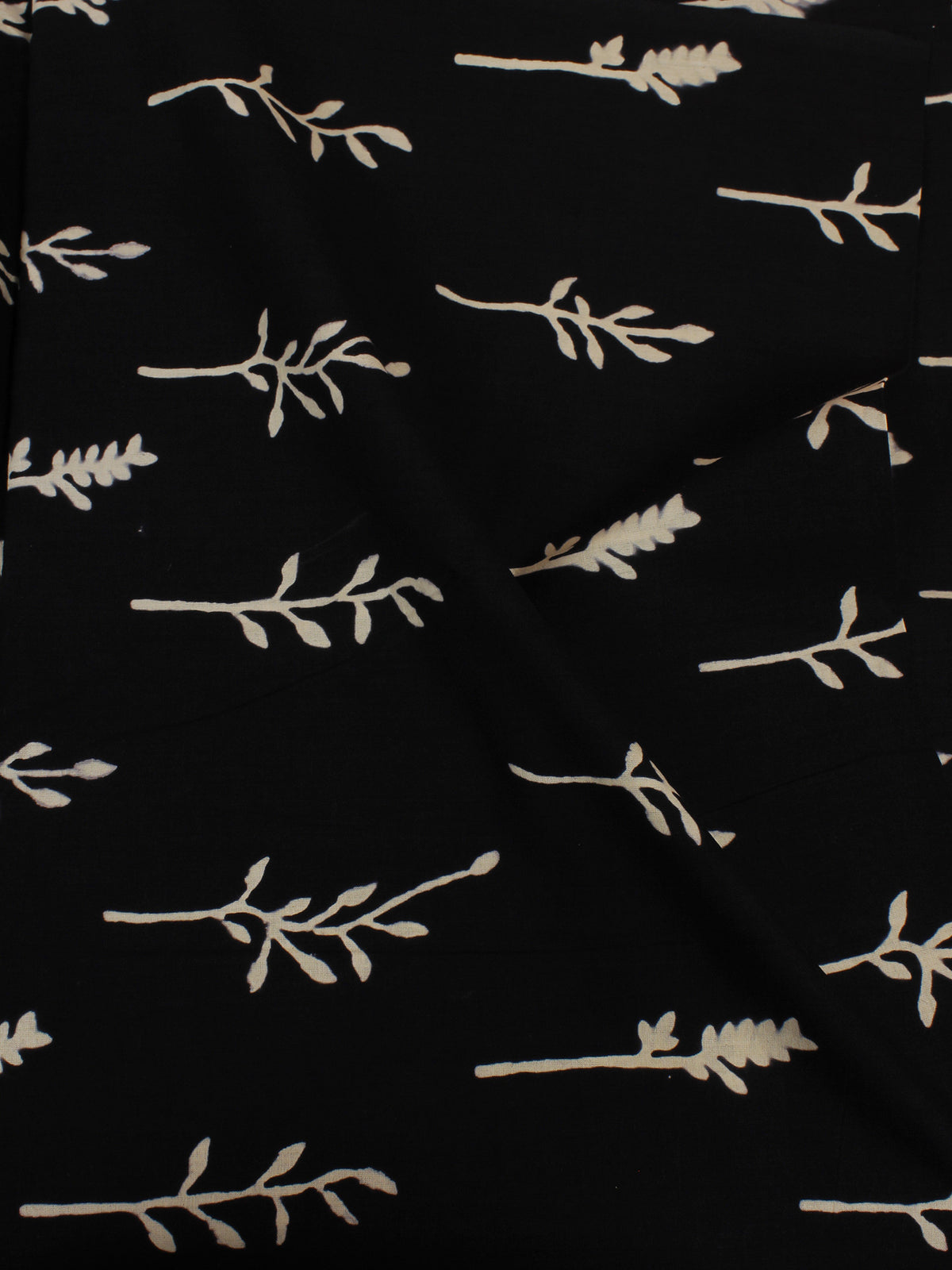 Black White Hand Block Printed Cotton Cambric Fabric Per Meter - F0916168