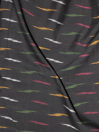 Black Green Pink Yellow Ivory  Pochampally Hand Weaved Ikat Fabric Per Meter - F0916740