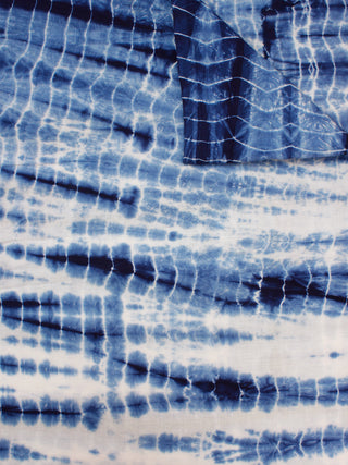 Indigo White Shibori Dyed Cotton Fabric Per Meter - F0916184