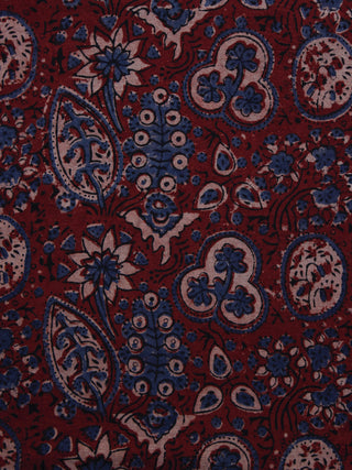 Maroon Indigo Pink Ajrakh Hand Block Printed Cotton Blouse Fabric - BPA029