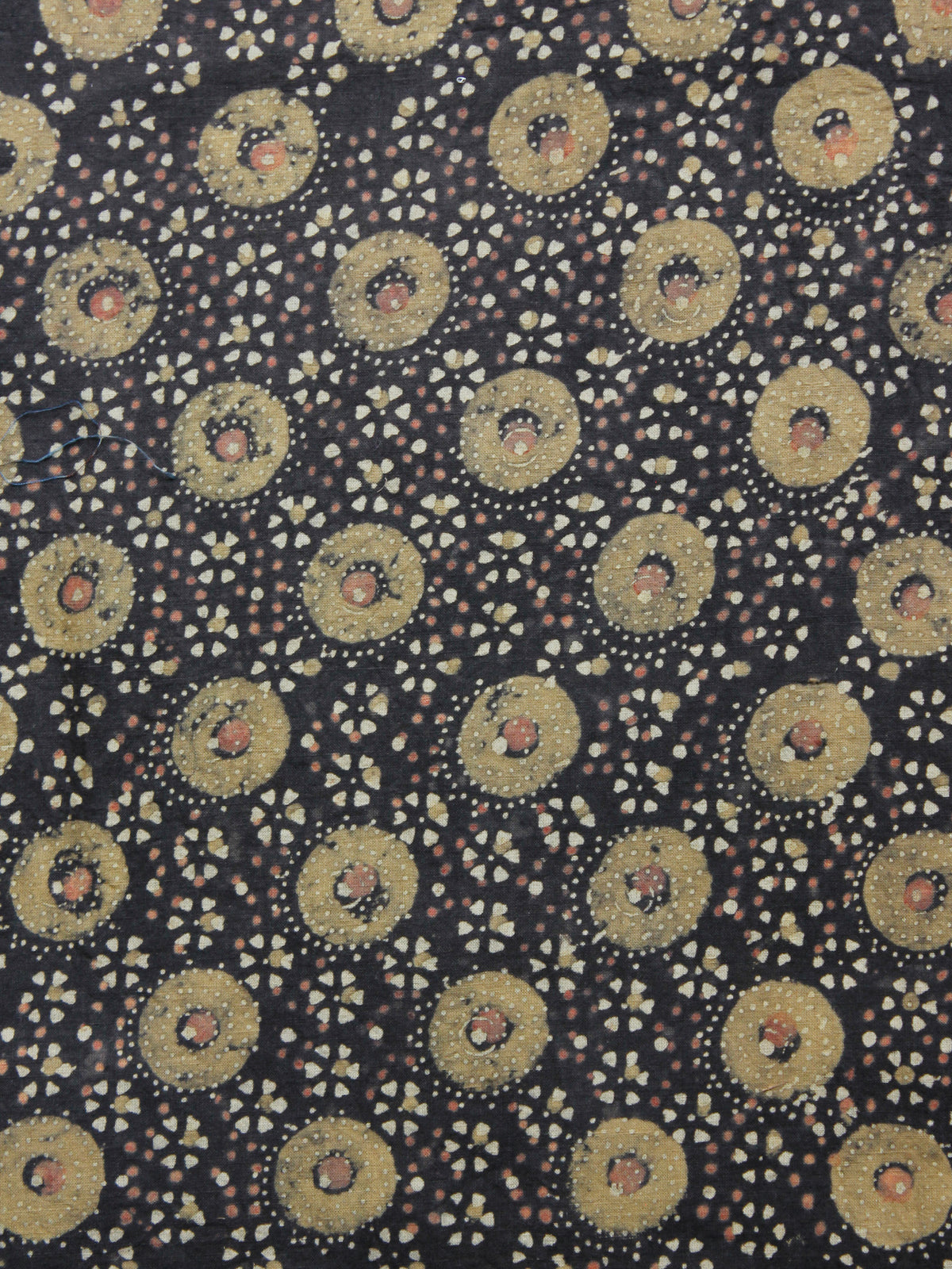 Black Olive Green Pink Ivory Ajrakh Hand Block Printed Cotton Fabric Per Meter - F003F1532