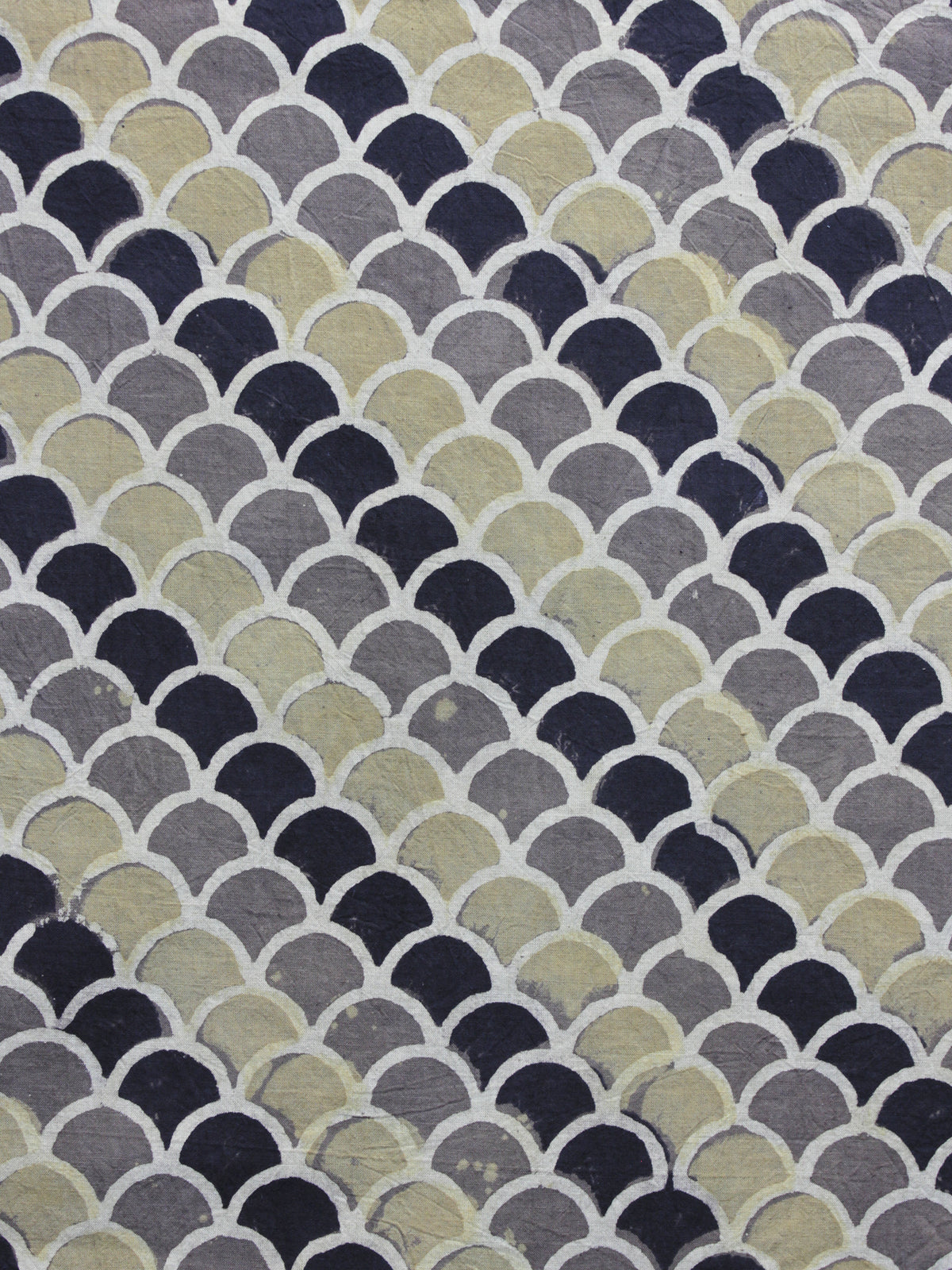 Grey Black Olive Green Ajrakh Printed Cotton Fabric Per Meter - F003F1186