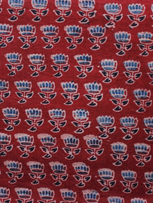 Red Peach Indigo Black Ajrakh Hand Block Printed Cotton Blouse Fabric - BPA0134