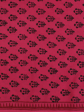Magenta Pink Black Bagh Printed Cotton Fabric Per Meter - F005F2081