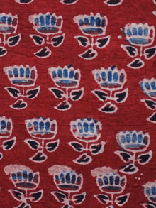 Red Peach Indigo Black Ajrakh Hand Block Printed Cotton Blouse Fabric - BPA0134